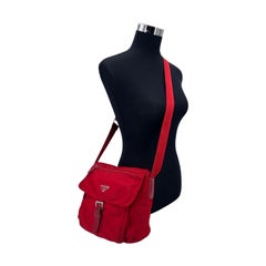 Prada Red Nylon Tessuto Medium Messenger Crossbody Bag