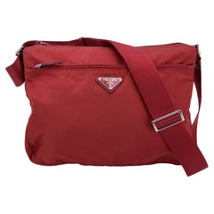 Prada Red Nylon Tessuto Messenger Crossbody Shoulder Bag