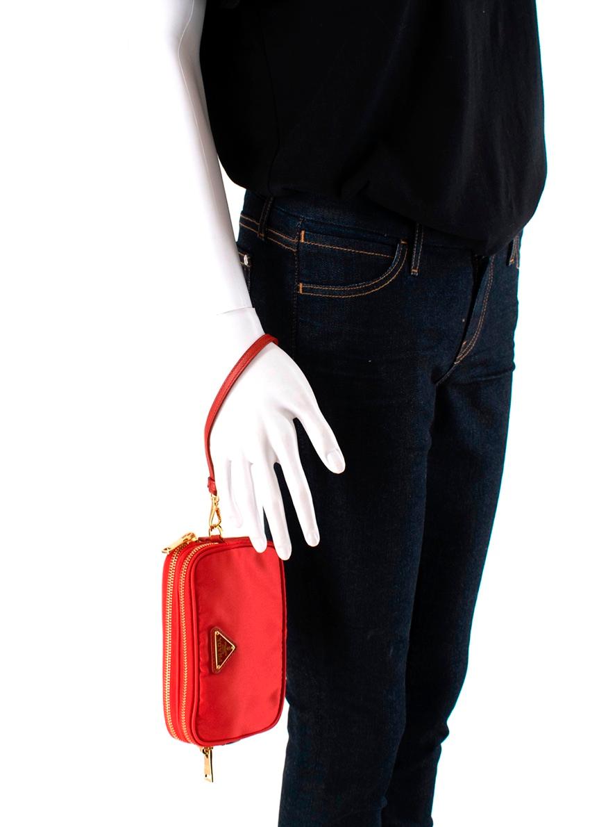 Prada Red Nylon Wristlet Crossbody Bag 3