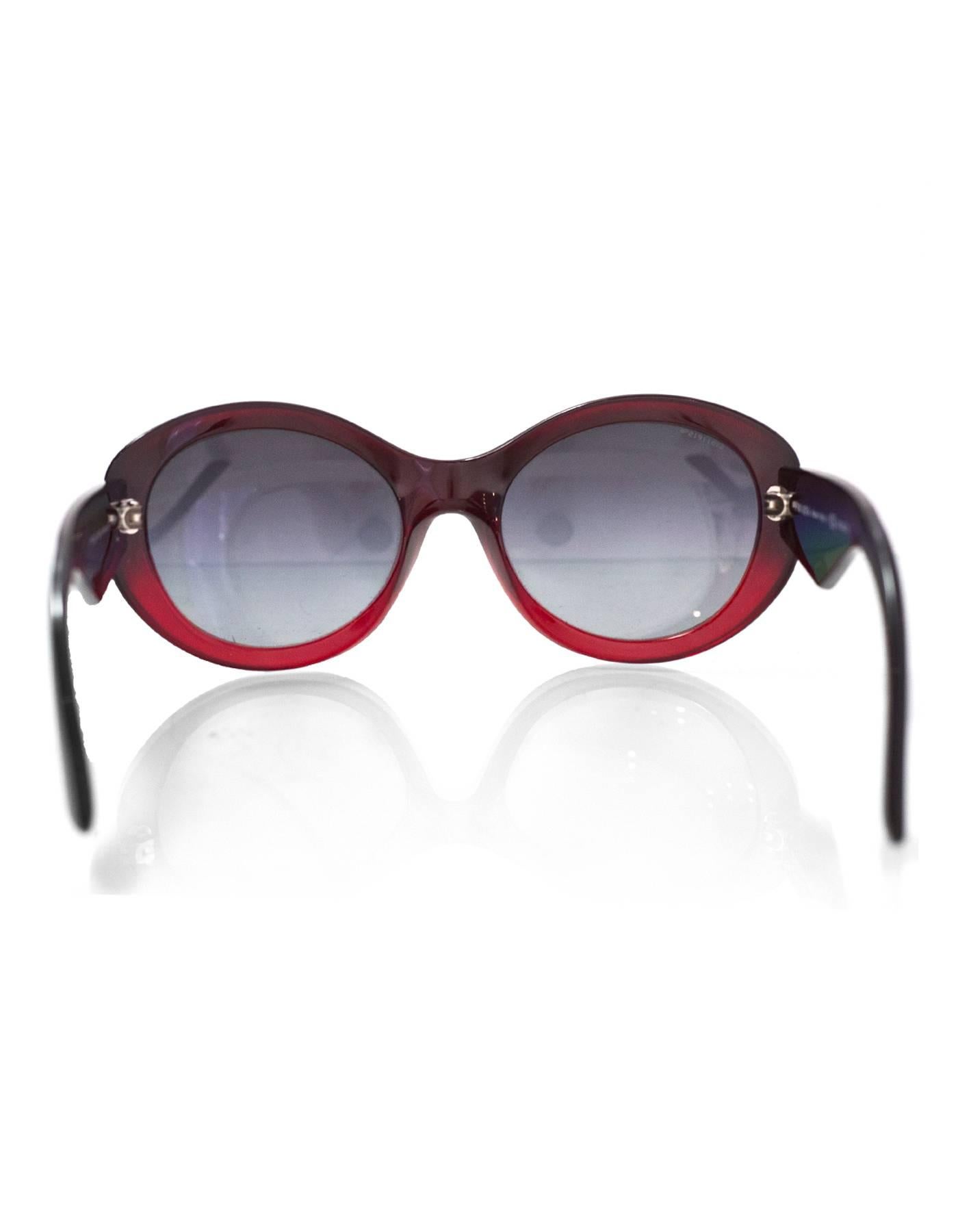 Prada Red Ombre Resin Sunglasses with Case In Excellent Condition In New York, NY