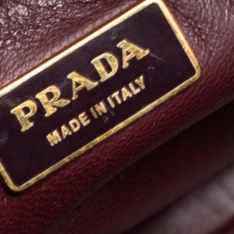 Brown Prada Red Ostrich Twin Pocket Tote