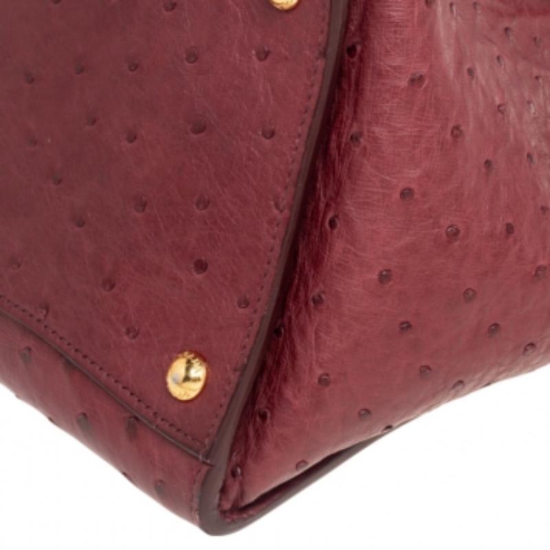 Women's Prada Red Ostrich Twin Pocket Tote