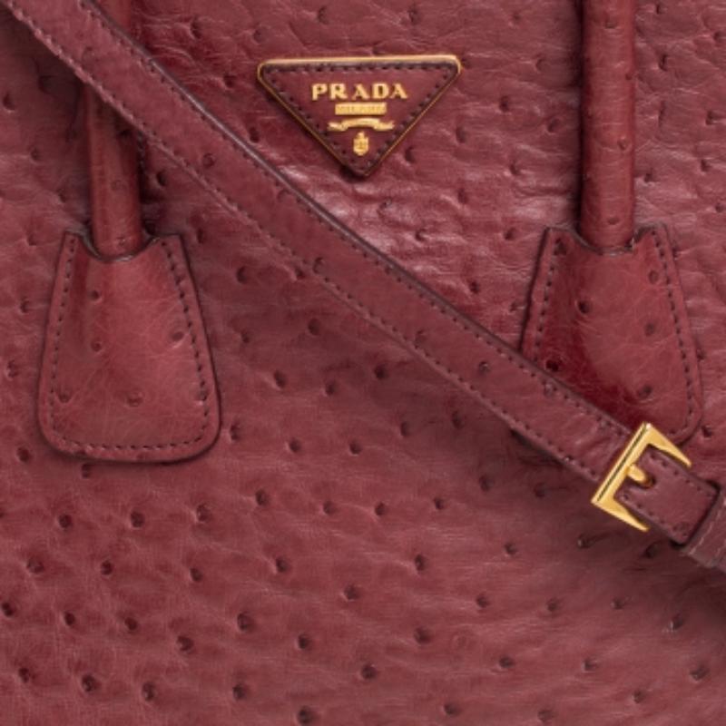 Prada Red Ostrich Twin Pocket Tote 3