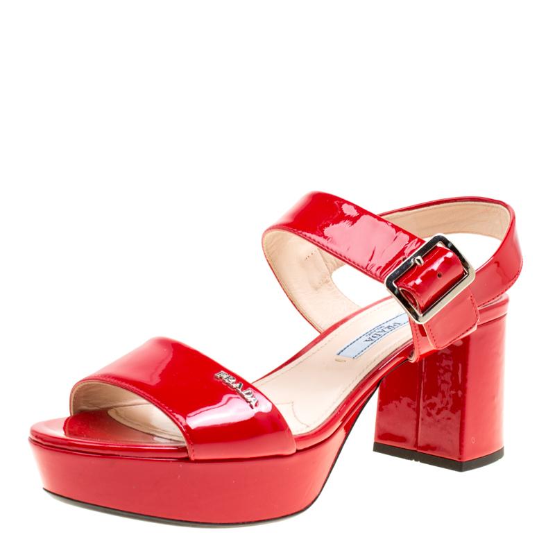 Prada red patent leather shoes deals