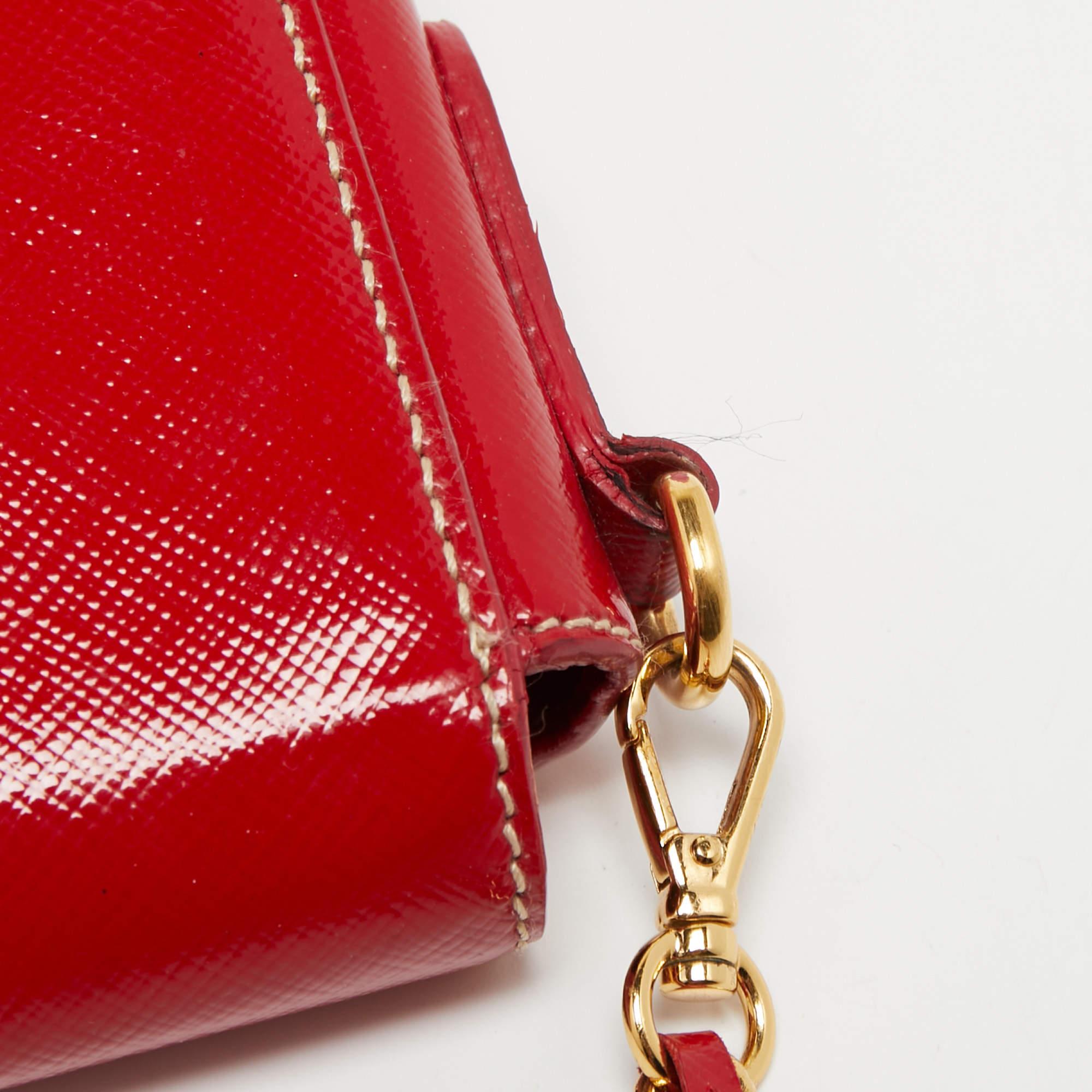 Prada Red Patent Leather Flap Crossbody Bag 6