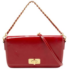 Prada Red Patent Leather Flap Crossbody Bag