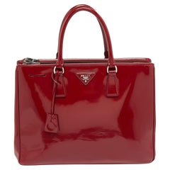 Prada Red Patent Leather Large Galleria Double Zip Tote