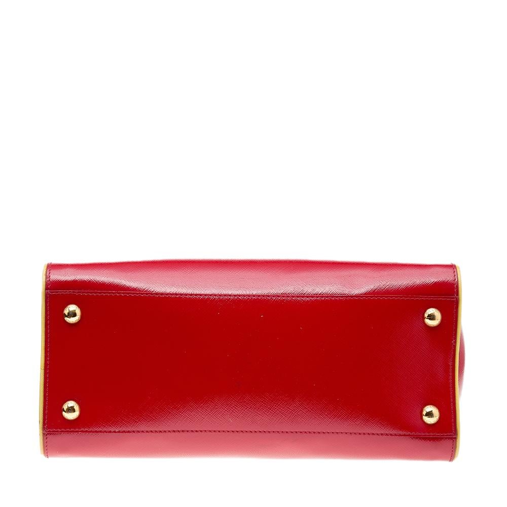 Prada Red Patent Leather Open Satchel 3