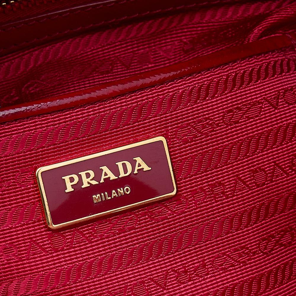 Prada Red Patent Leather Open Satchel at 1stDibs