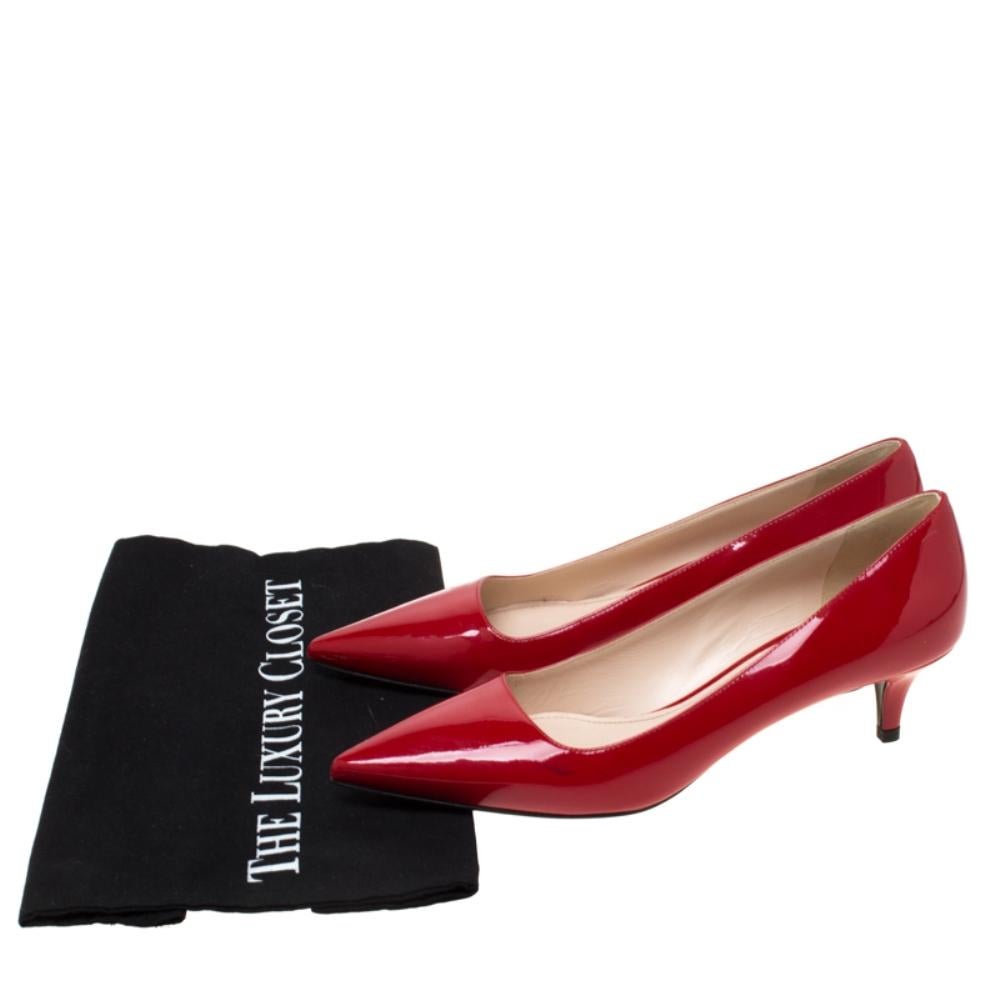Prada Red Patent Leather Pointed Toe Pumps Size 37.5 3