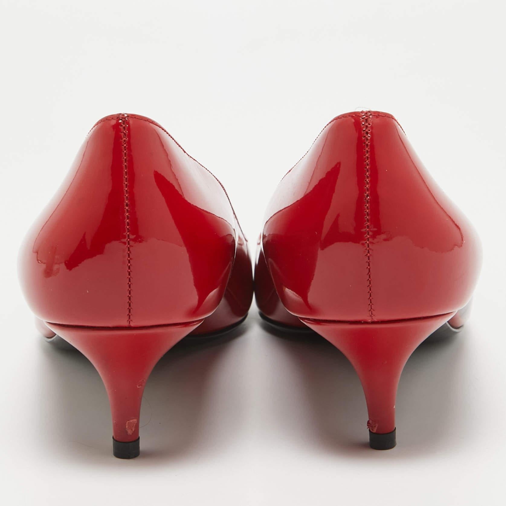 Prada Red Patent Leather Pointed Toe Pumps Size 39.5 1