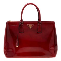 Prada Red Patent Spazzolato Leather Large Double Zip Tote