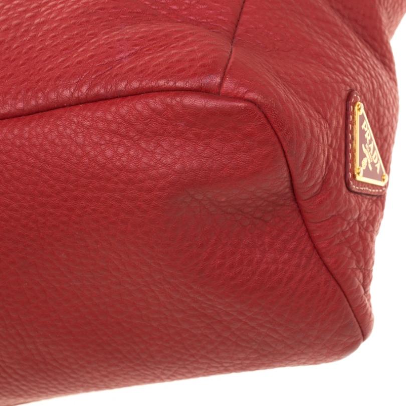 Women's Prada Red Pebbled Leather Messenger Bag