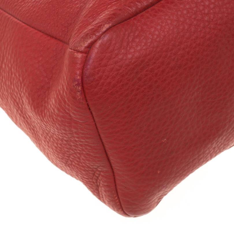 Prada Red Pebbled Leather Messenger Bag 3
