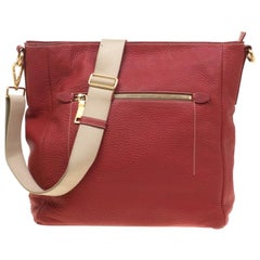 Prada Red Pebbled Leather Messenger Bag