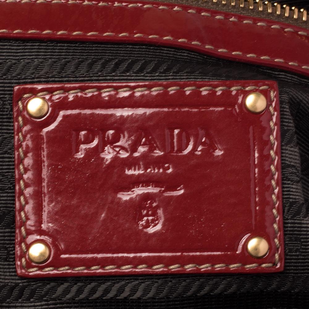 Women's Prada Red Quilted Patent Leather Dome Satchel