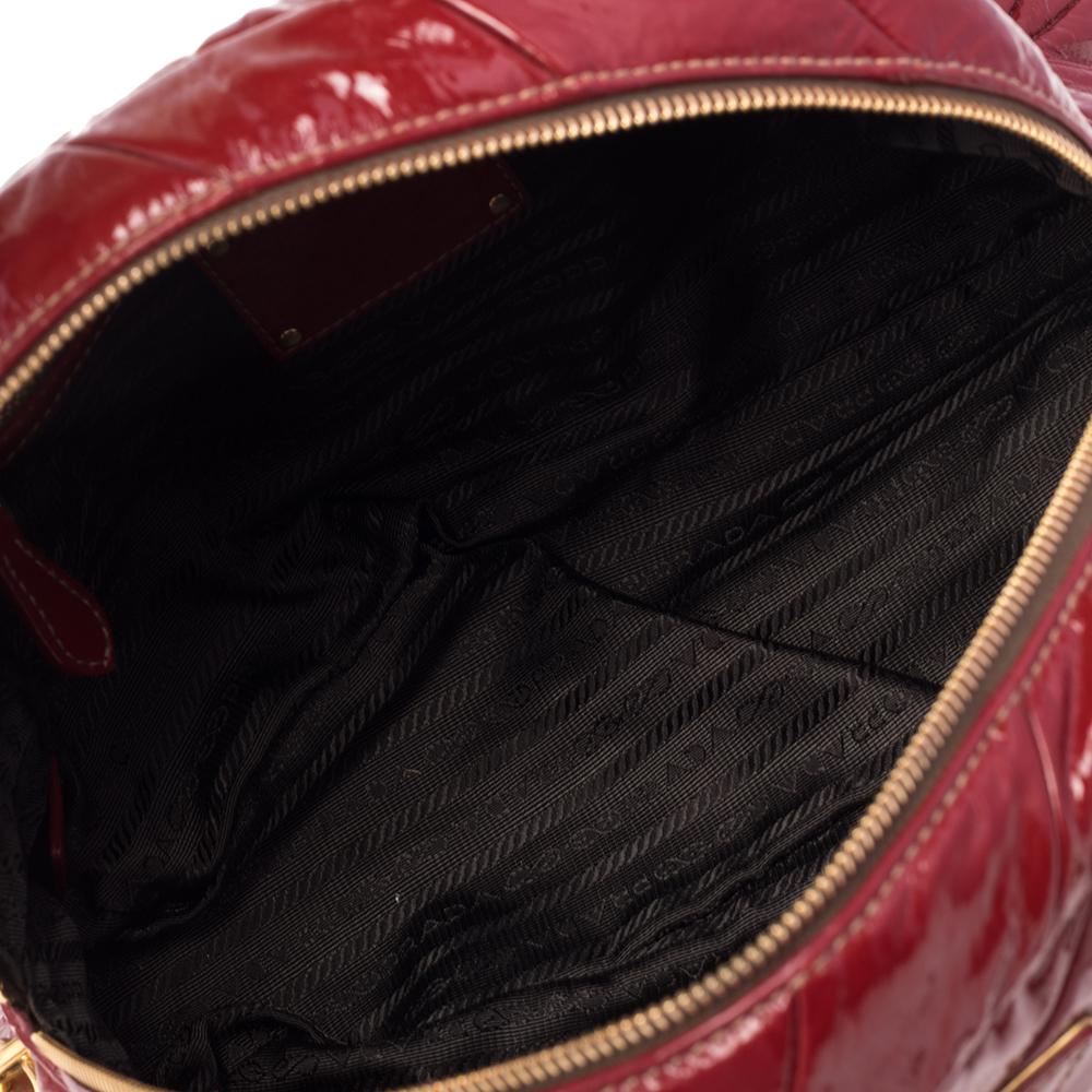 Prada Red Quilted Patent Leather Dome Satchel 1
