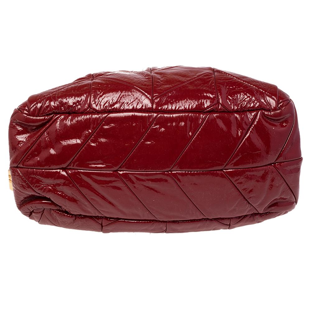 Prada Red Quilted Patent Leather Dome Satchel 2