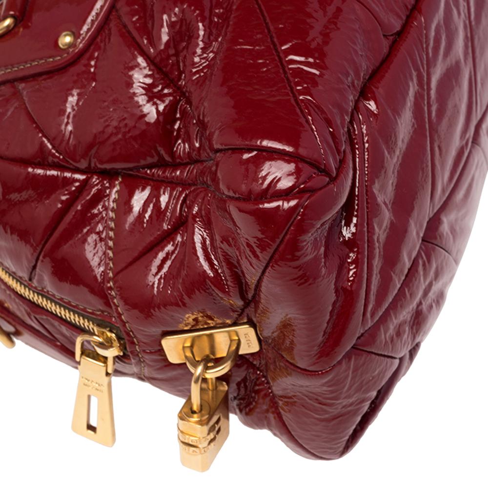 Prada Red Quilted Patent Leather Dome Satchel 3
