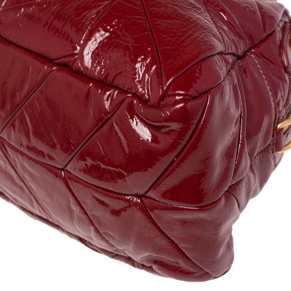 Prada Red Quilted Patent Leather Dome Satchel 4