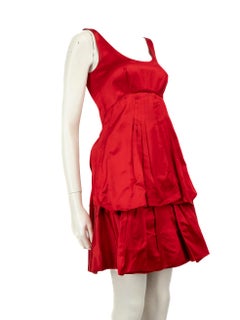 Prada Red Ruffle Trim Sleeveless Dress Size S