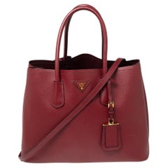 Prada Red Saffiano Cuir Leather Large Double Handle Tote