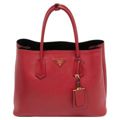 Prada Red Saffiano Cuir Leather Large Double Handle Tote