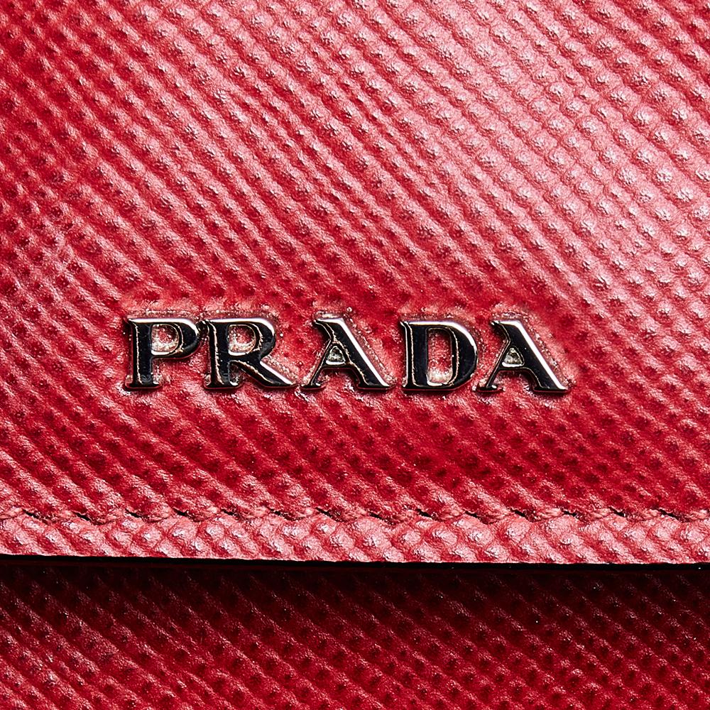 Prada Red Saffiano Cuir Leather Medium Double Handle Tote 6