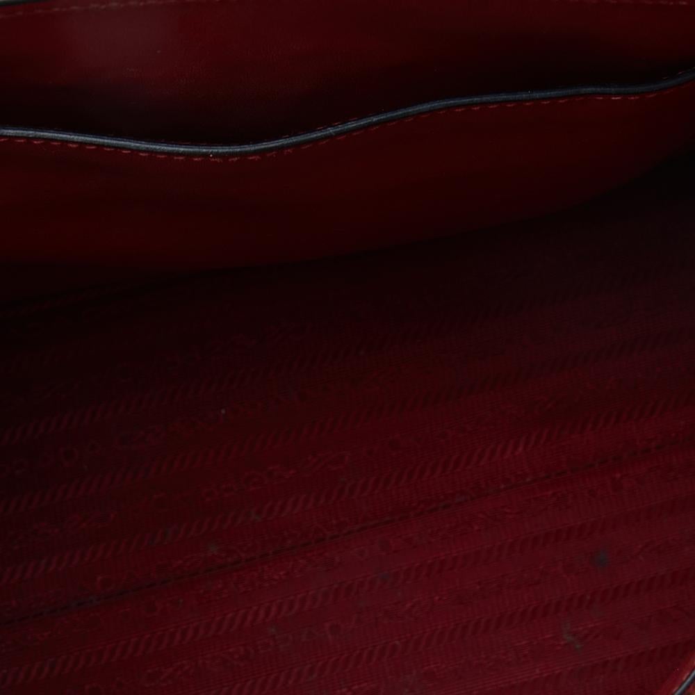 Prada Red Saffiano Cuir Leather Monochrome Tote 1
