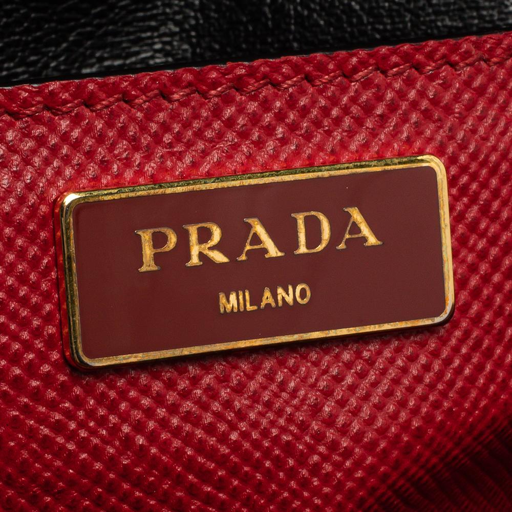 Prada Rot Saffiano Cuir Leder Offen Promenade Nieten Tasche 6