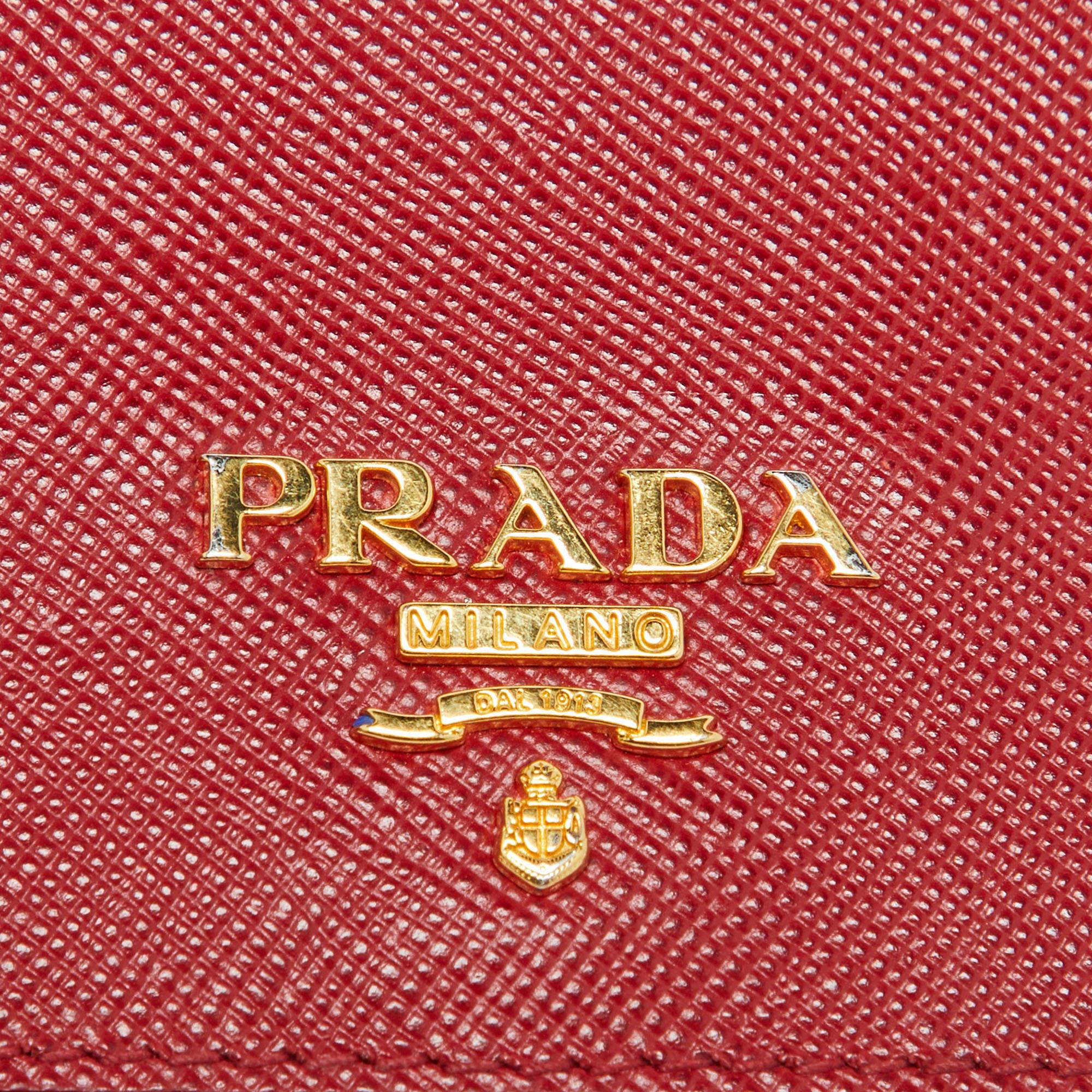 Women's Prada Red Saffiano Leather Card Holder