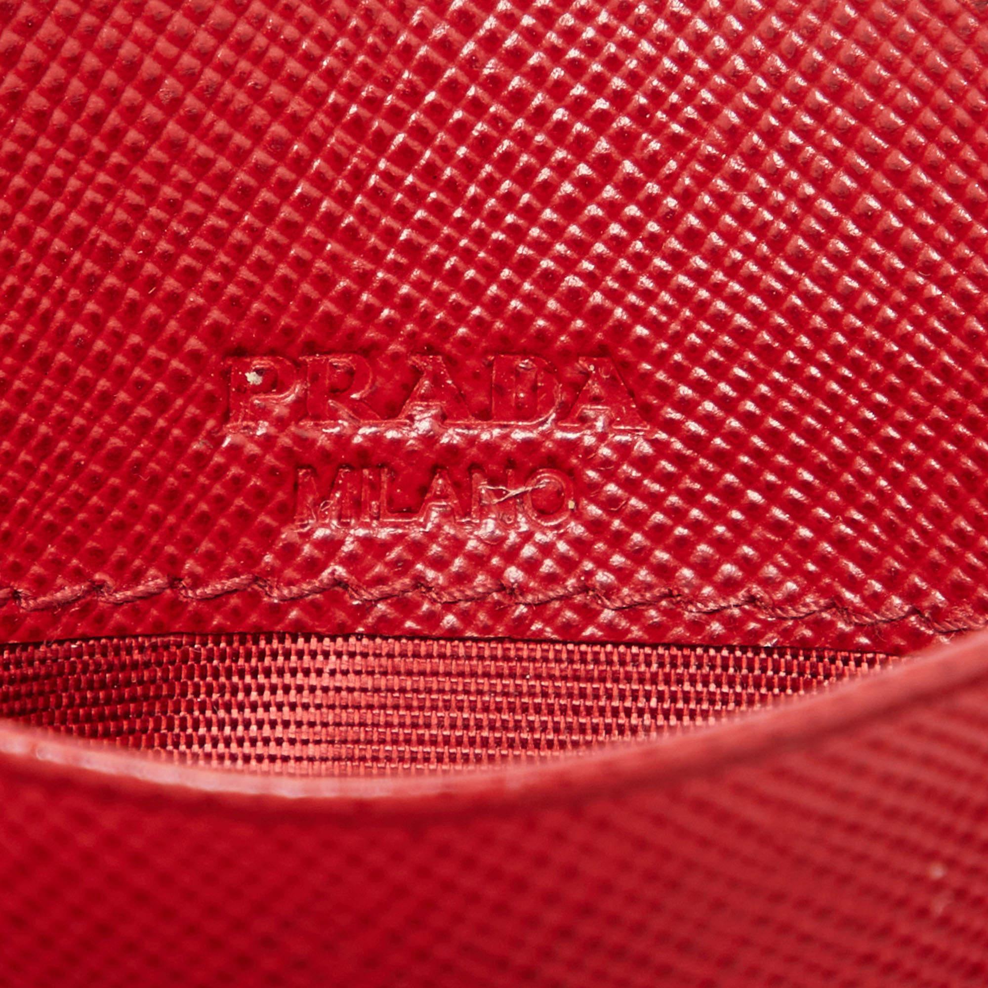 Prada Red Saffiano Leather Card Holder 1