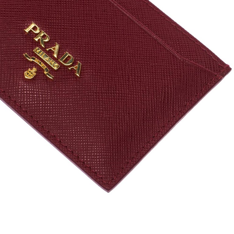 Prada Red Saffiano Leather Card Holder For Sale at 1stDibs