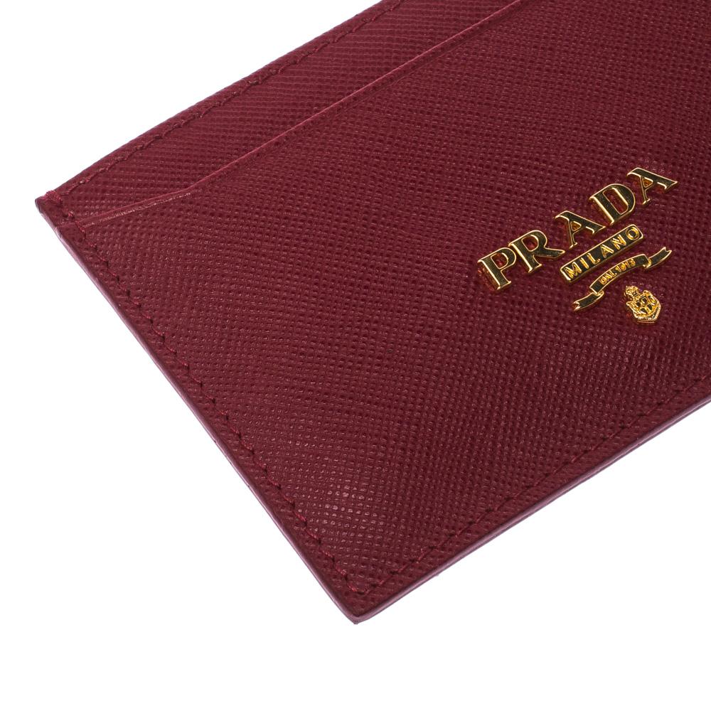 Prada Red Saffiano Leather Card Holder 2