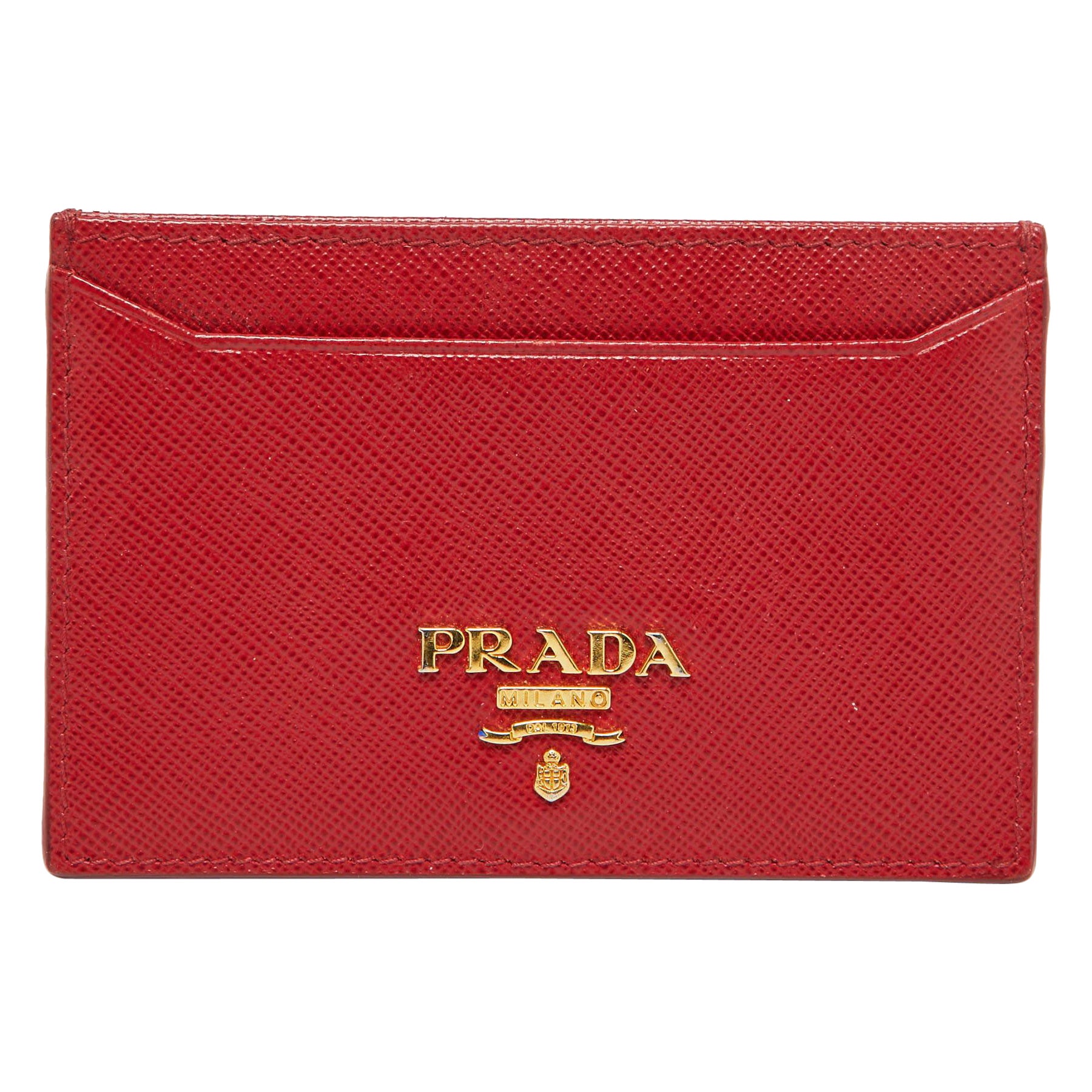 Prada Red Saffiano Leather Card Holder