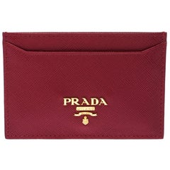 Prada Red Saffiano Leather Card Holder