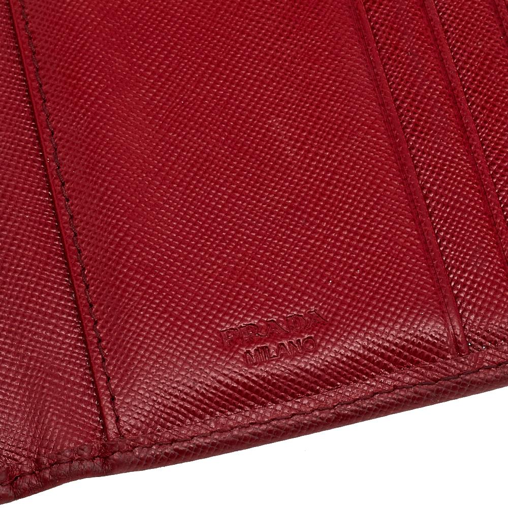 Prada Red Saffiano Leather Compact Wallet 1