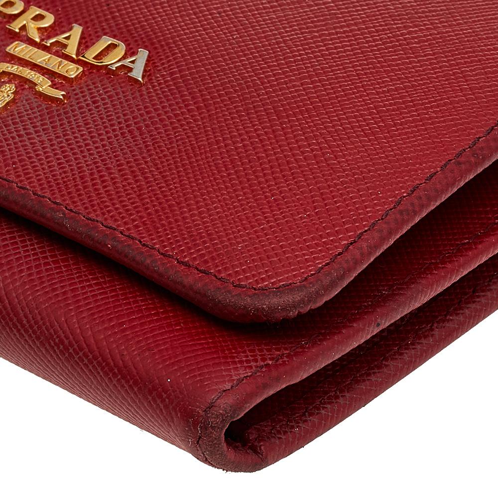 Prada Red Saffiano Leather Compact Wallet 2