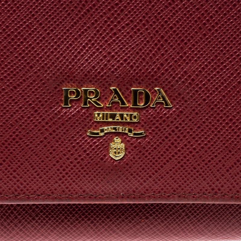 Prada Red Saffiano Leather Continental Wallet 5