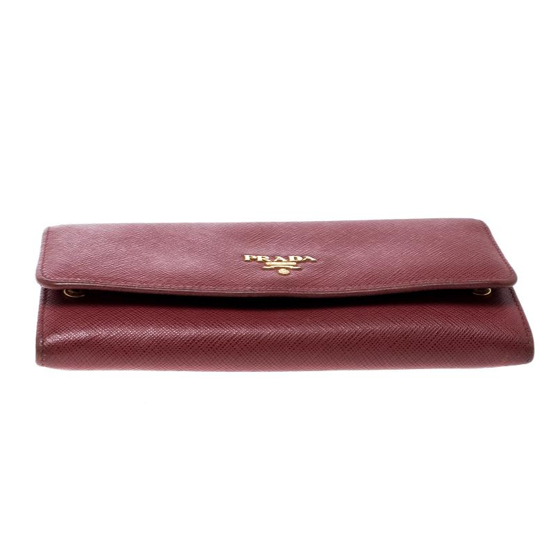 Women's Prada Red Saffiano Leather Continental Wallet