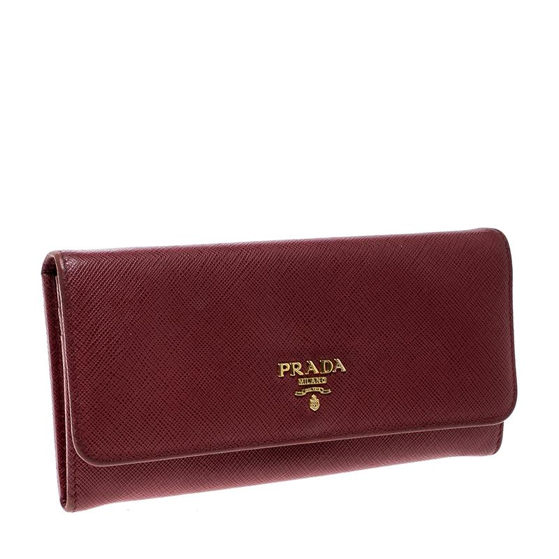 Prada Red Saffiano Leather Continental Wallet 1