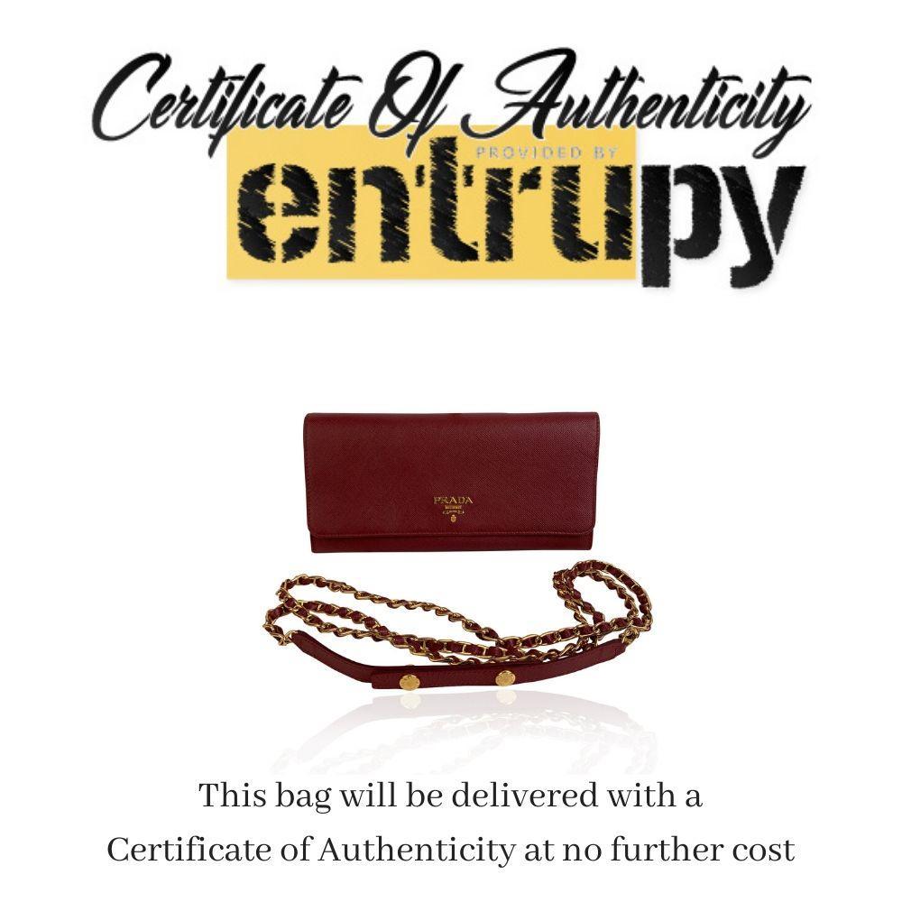 Description This beautiful wallet will come with a Certificate of Authenticity provided by Entrupy leading International Fashion Authenticators. The certificate will be provided at no further cost. - Prada Saffiano leather flap continental wallet on