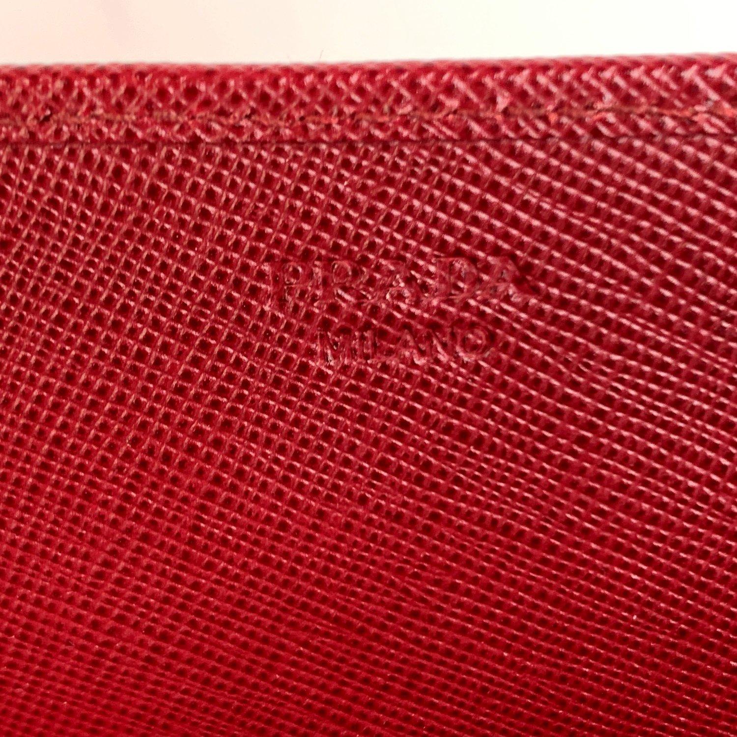 Women's Prada Red Saffiano Leather Continental Wallet on Chain Woc