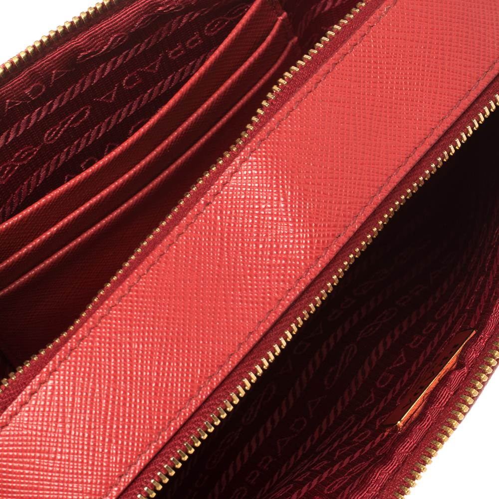 Prada Red Saffiano Leather Double Zip Crossbody Bag 3