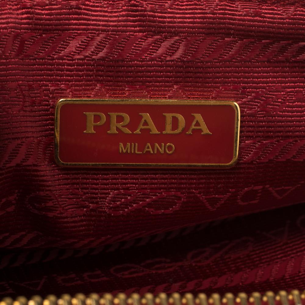 Prada Red Saffiano Leather Double Zip Crossbody Bag 4