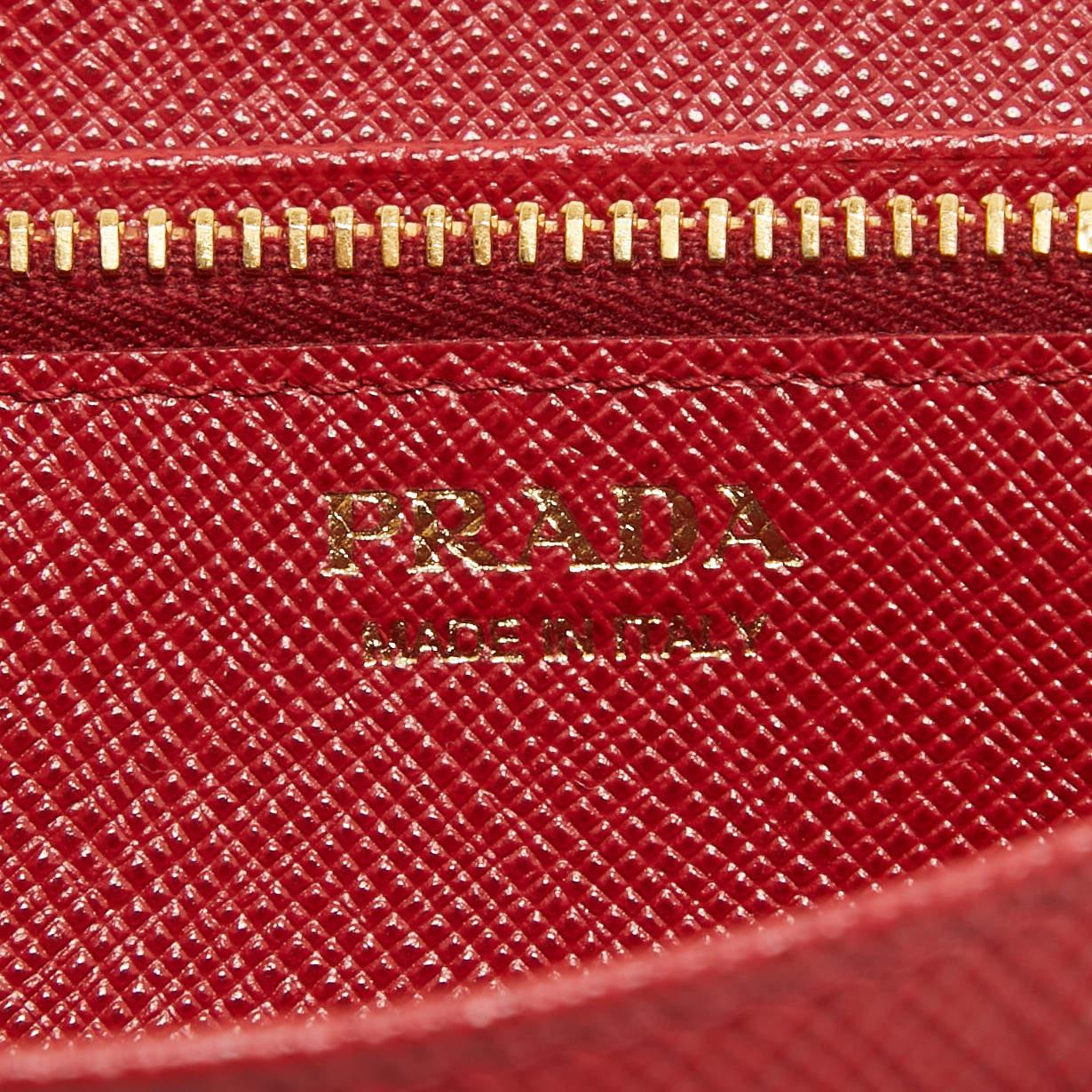 Prada Red Saffiano Leather Flap Continental Wallet 4