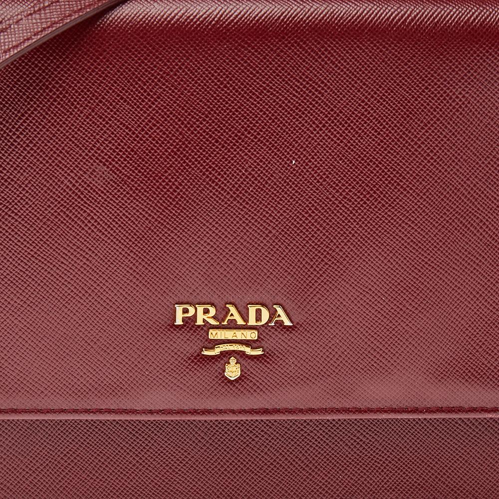 Prada Red Saffiano Leather Flap Crossbody Bag 2