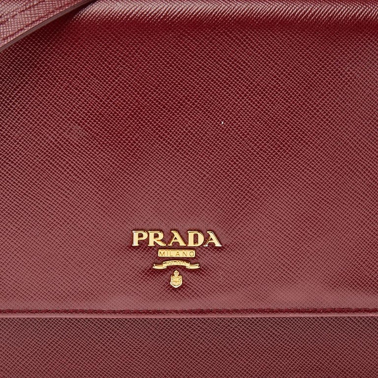 Prada Red Saffiano Leather Flap Crossbody Bag at 1stDibs