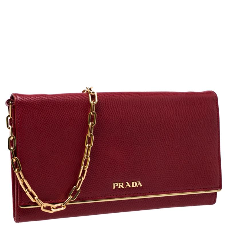 prada red wallet on chain
