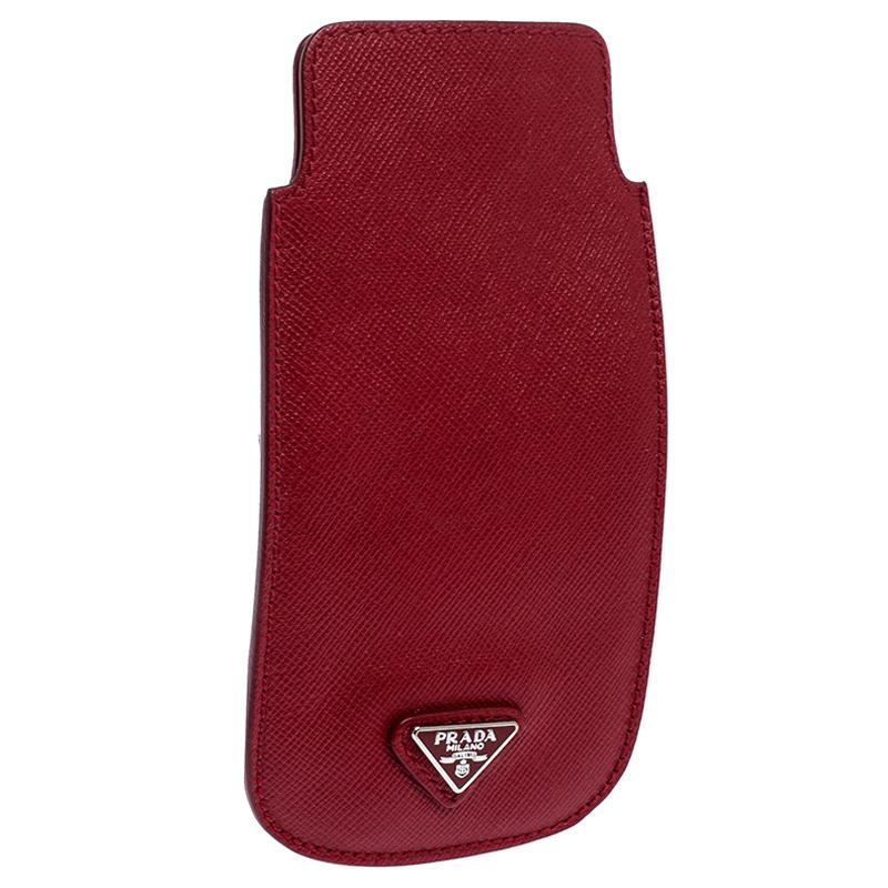Women's Prada Red Saffiano Leather iPhone Case